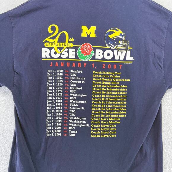 Vintage Michigan Rose Bowl Shirt Men's XL Blue Graphic 20th Appearance 2007 y2k - Picture 6 of 7